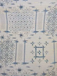 絹の生地 伝統的な青色系模様