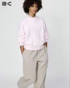 ユニクロ ピンク スムースコットンクルーネックセーター L