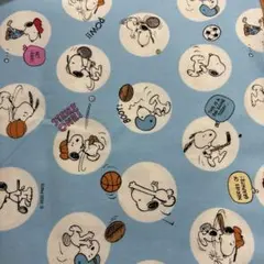 スヌーピー プリント生地 水色 スポーツ柄　廃盤柄　レア　希少