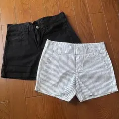 【UNIQLO】ショートパンツ ブラック ストライプ 2着セット Sサイズ