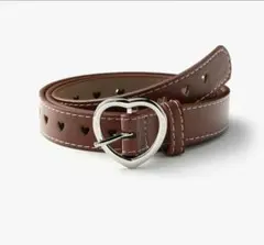 Women's belt with heart-shaped buckle and studs