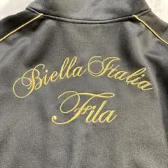 FILA Biella Italia トラックジャケット 黒×ゴールド 刺繍 Lのサムネイル