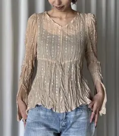 【完売商品】TULLE FRINGE WASHER BLOUSEのサムネイル