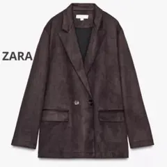 ZARA スウェード調　ブレザー　ブラウン　ジャケット　ダブルボタン　M