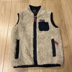 patagonia フリースベスト ベージュ/ネイビー