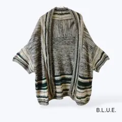 B.L.U.E. 綿麻 カーディガン M 透かし編み