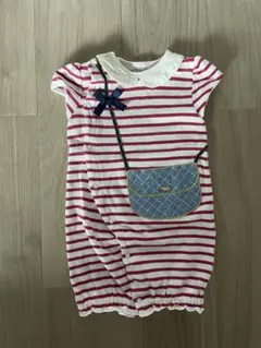 petit main ポシェット ストライプ ロンパース カバーオール