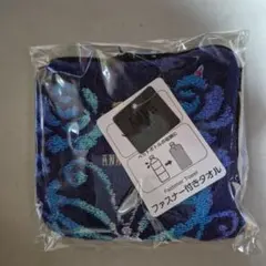 ファスナー付きネイビー花柄タオルハンカチ