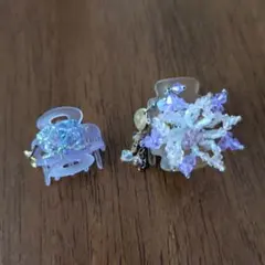 コンプレックスビズ ビーズヘアクリップ 紫色2個セットまとめ売り