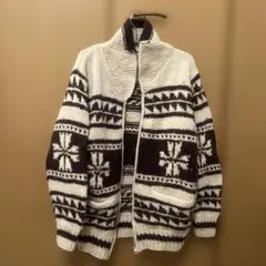 ウールカーディガンコート　カウチンニット