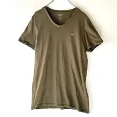 DIESEL ディーゼル 無地VネックTシャツ カーキ レディースS