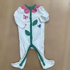 ベビー ロンパース 足つき 蝶々 花柄　カバーオール