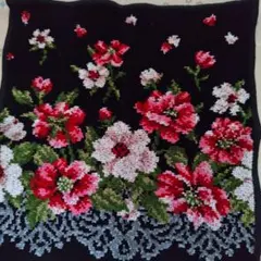 FEILER 花柄タオルハンカチ 黒