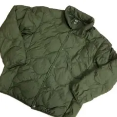 美品 UNIQLO Uライトダウンウェーブキルトジャケット メンズM カーキ
