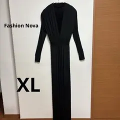 美品✨Fashion Nova 【XL】黒 ロングワンピース パーティドレス