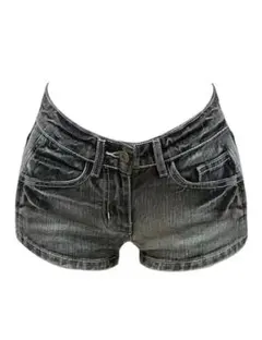 ブラックデニムショートパンツ　Y2K 韓国　オンニ　ミニ