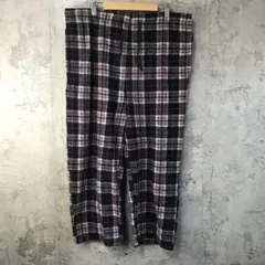 Y5635古着　チェックパンツ　パジャマパンツ　黒　グレー　赤　白
