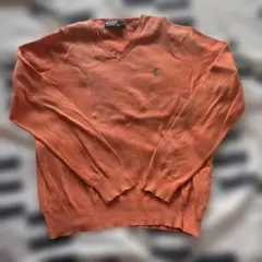 Polo by Ralph Lauren オレンジ コットンVネックセーター