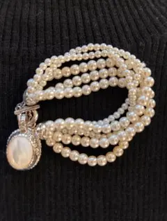 ホワイトパール 多重巻きブレスレット