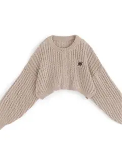 GRL グレイル　ロゴ刺繍ケーブルニットショート丈カーディガン[k9311d]