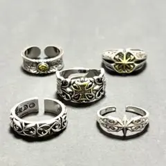 【お得な5点セット】シルバー リング 調整可能 メンズ シルバー ヴィンテージ