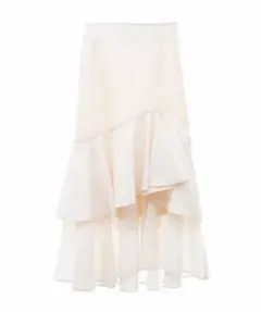 マーメイドスカート アシメ　ティアード　フリル　スカート　オフホワイト　白