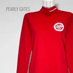 パーリーゲイツ レディース モックネック 長袖シャツ L レッド 赤 ゴルフ