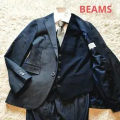 ビームス セットアップ スリーピース デニム ベスト スリムフィット ネイビー