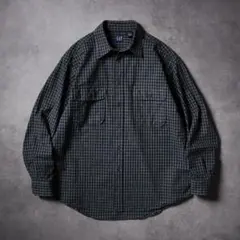 00s OLD GAP チェックシャツ レギュラーカラー ネイビー×グリーンのサムネイル
