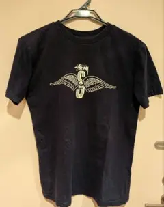 レア　OLD STUSSY SKULL WING チャンピオン製コラボＴ80 80s OLD STUSSY/Skull wing tee/USA製/黒タグ/M/スカルウイング