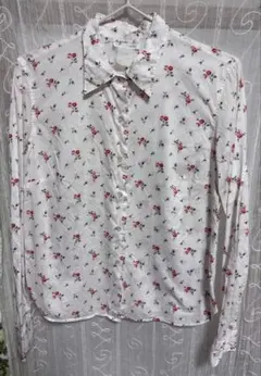 90s agnès b. 小花柄コットン長袖シャツ サイズ2のサムネイル