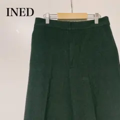 【美品】INED イネド グレーワイドパンツ 冬物 センタープレス 9号