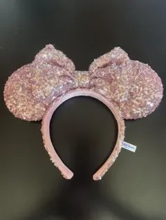 ピンク スパンコール ミッキー耳カチューシャ