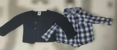 PETIT BATEAU カーディガン＆チェックシャツ 12m/74cm 2着