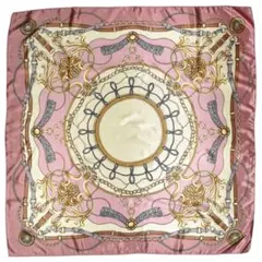 訳あり品 大判 正方形 スカーフ シルク調 レディース ピンク