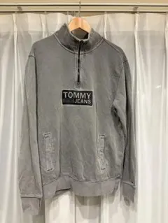 ⑥【大人気】トミーヒルフィガー ハーフジップ スウェット グレー XL 刺繍ロゴのサムネイル