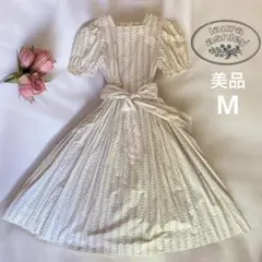 美品Laura Ashleyヴィンテージ花柄ロングワンピース9A日本製綿100%