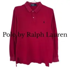90s Polo Ralph Lauren 長袖ポロシャツ 赤 L 実寸M相当