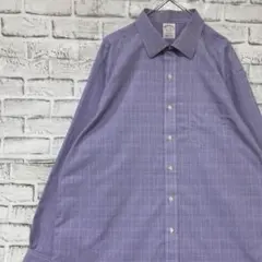 ブルックスブラザーズ長袖シャツ！パープル　チェック　XL 0319