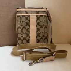 極美品】コーチ トラック パック シグネチャー ボディバッグオレンジ 