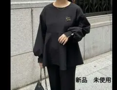 prose verse/フラワージャガードペプラムブラウス/ブラック/M