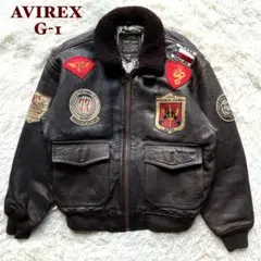 人気✨AVIREX G-1 トップガン　レザージャケット　地図　ワッペン　L 茶