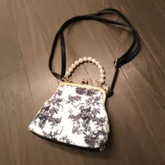 トワルドジュイ柄 ミニバッグ　パール持ち手　2way