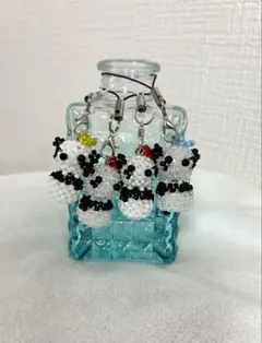 ビーズ パンダ ストラップ ハンドメイド キーホルダー ミニ 可愛い プレゼント