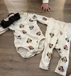 ミッキー・ミニー柄セットアップ帽子セット2〜4month