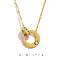 ネックレス ✨czダイヤ 人気✨ダブルリング サージカルステンレス