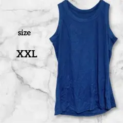 メンズ 青 ロイヤルブルー 細リブ タンクトップ シンプル 無地XXL