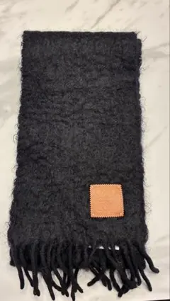 LOEWE ロエベ ウール モヘア アナグラムロゴ マフラー ブラック ロゴ