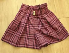 (値下げ中)GU　チェックキュロットスカート　赤　キッズ　110