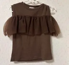 チュールフリル ノースリーブ ニット ブラウンのサムネイル